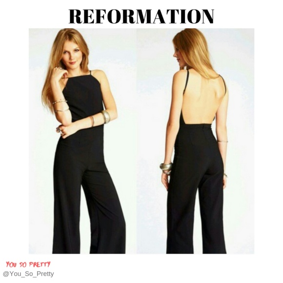 REFORMATION BACKLESS WIDE LEGGED LUIGI JUMPSUIT - Picture 1 of 6